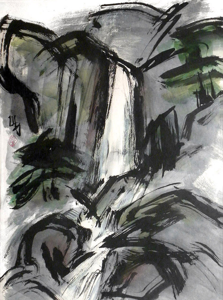 Bridalveil Falls - Sumi-e Brush Painting by Michael D. Hofmann