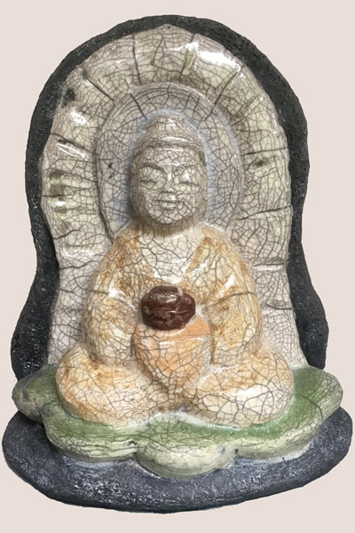 Healing Buddha (raku-fired) by Michael Hofmann